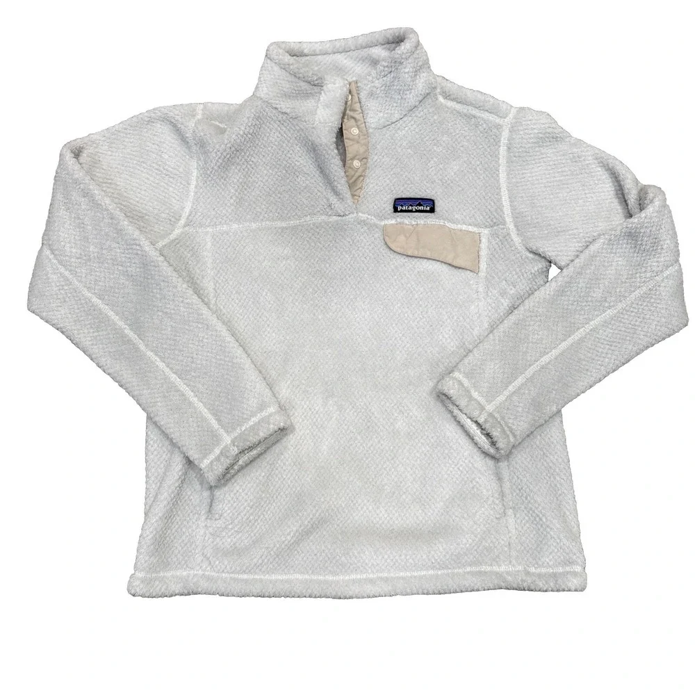 PATAGONIA Women's Re-Tool 1/4 Snap-T Pullover Fleece Off White Grey Size Small - Picture 1 of 6